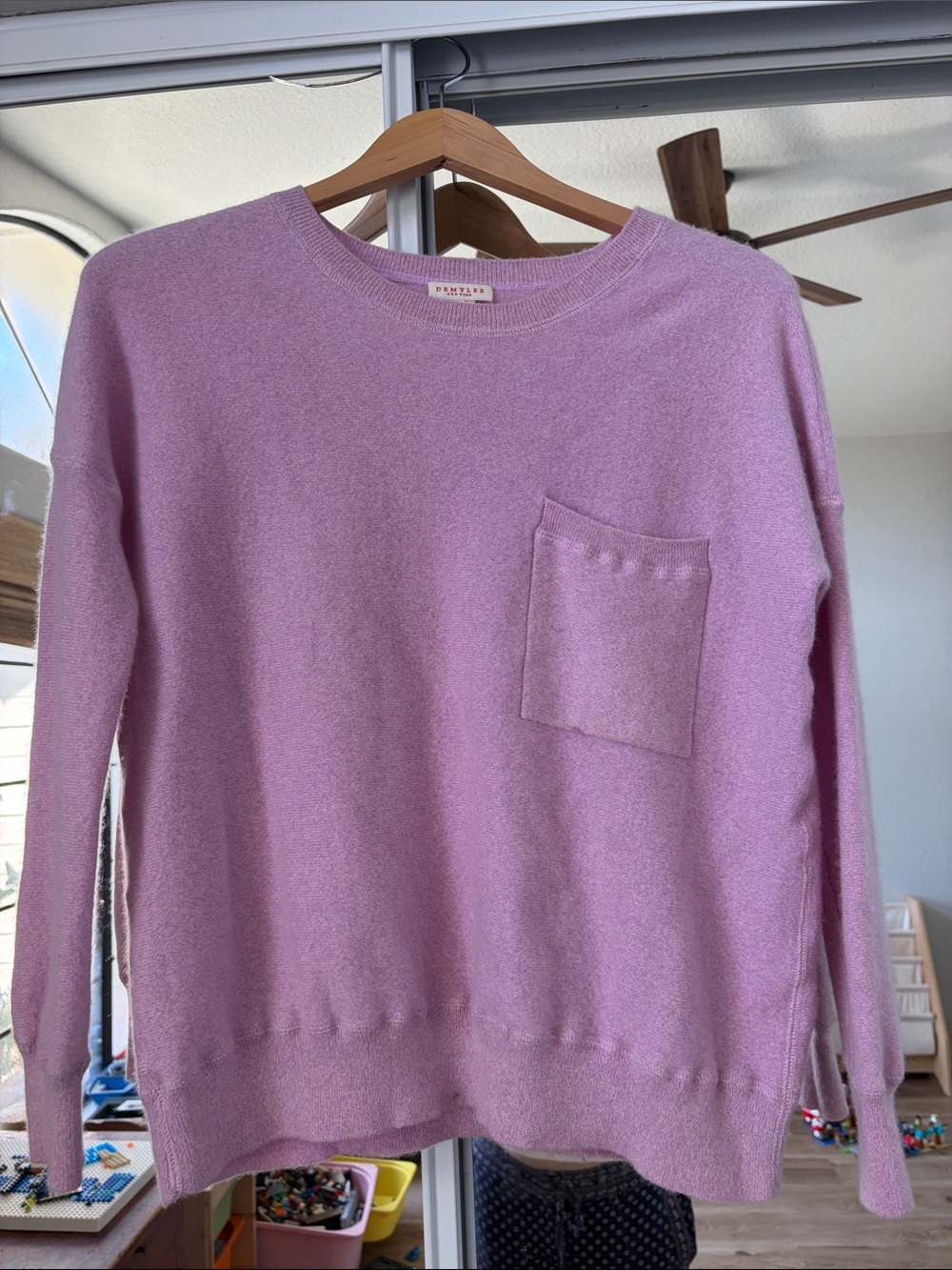 Cozy Lavender Crewneck Sweater with Pocket